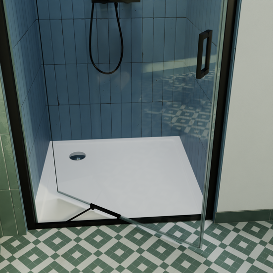 Luca Varess Vidor In douchehoek met draaideur en vaste zijwand 100 x 90 cm helder glas mat zwart profiel
