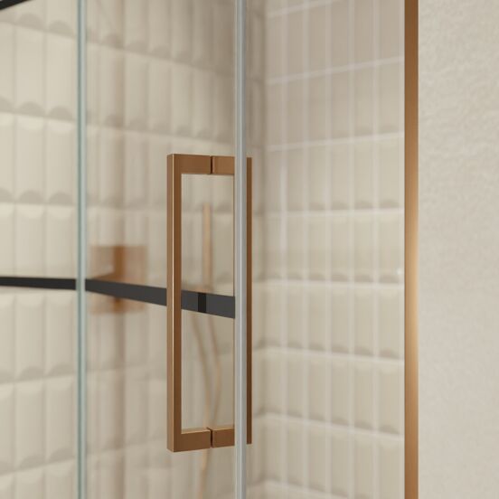 Balmani Senses Design porte pivotante à gauche 120 cm x 210 cm verre Lined, Profil Brushed Rosegold