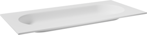 Balmani Tablo Oval Einzelwaschtisch für 2 Armaturenlöcher Matt Weiße Solid Surface 120 x 55 cm
