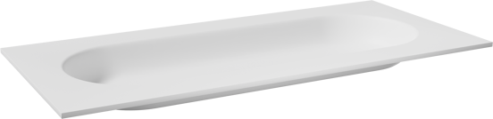 Balmani Tablo Oval enkele wastafel voor 2 kraangaten mat witte Solid Surface 120 x 55 cm