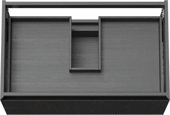 Balmani Fila hängender Waschbeckenunterschrank: 90 x 55 cm, Eiche Schwarz, Furnierholz, 2 Schubladen
