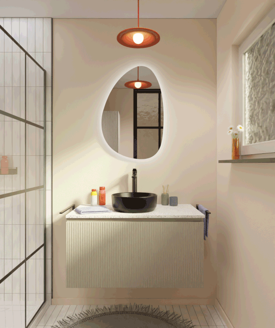 Luca Varess Organic miroir organisch lumineux et anti-buée 80 x 55 cm