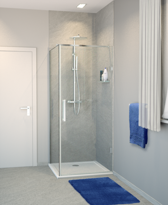 Balmani Modular inloopdouche met deur 80 x 200 cm helder glas glanzend chroom profiel