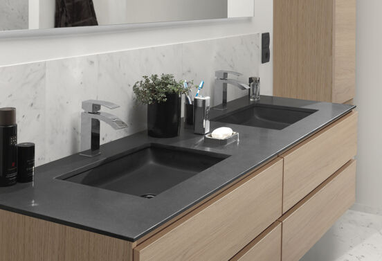 Balmani Tablo Facetta double vasque granite doux 180 x 55 cm
