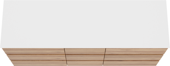 Balmani Lucida staand badkamermeubel 180 x 55 cm teak met Stretto enkel of dubbel tablet in solid surface mat wit