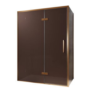 Balmani Senses Design douchehoek met linkse draaideur en vaste zijwand, 140 x 80 cm, Brons, Brushed Rosegold profielen