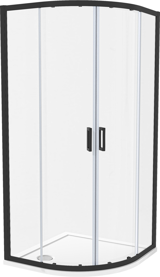 Luca Varess Vidor paroi de douche quart de rond 90 x 90 cm verre transparent profil noir mat