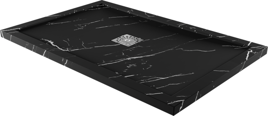 Linie Lido receveur de douche 120 x 80 cm marbre composite aspect marbre noir texture ardoise