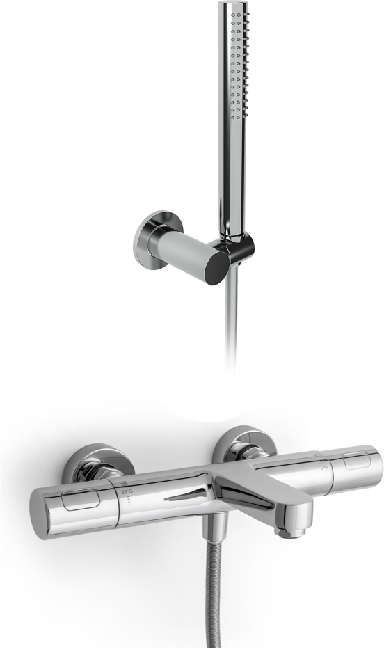 Blaufoss Apollo robinet baignoire robinet thermostatique montage mural extérieur chrome brillant