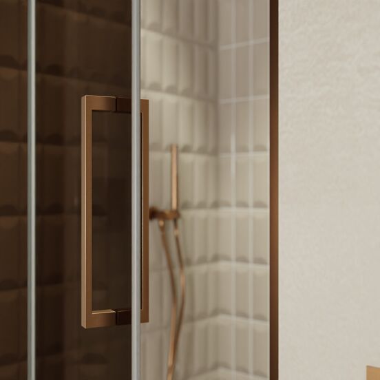 Balmani Senses Design Dusche Drehtür, Links, 100 cm x 210 cm, Bronze, Profil Brushed Rosegold, inklusive Coating