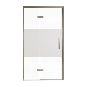 Balmani Senses Design porte pivotante à gauche 120 cm x 210 cm verre transparent avec bande matte, Profil chrome