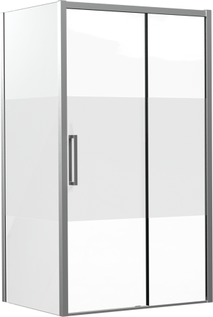 Luca Varess Senses paroi de douche avec porte coulissante droite et paroi latérale fixe 120 x 90 cm verre transparent avec bande matte profil chrome brillant