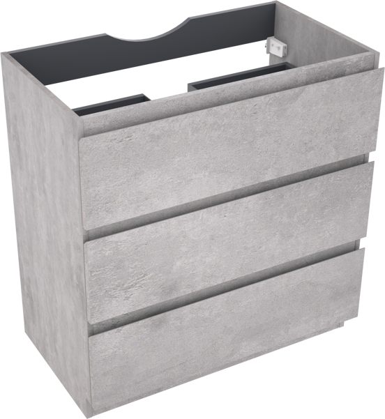 Linie Lado staande wastafelonderkast 80 x 46 cm beton donkergrijs 3 lades