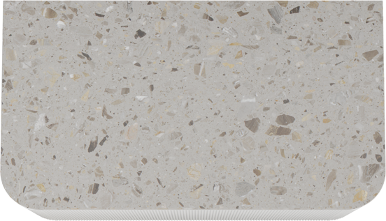 Balmani Moon zwevend badkamermeubel 100 x 55 cm mat wit met Moon enkel tablet in terrazzo greige terrazzo, Verticale symmetrische rechte ribbel