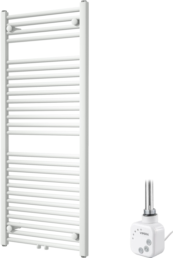 Vipera Kanza enkele handdoekradiator 50 x 120 cm elektrische verwarming mat wit zij- en middenaansluiting 500W, weerstand inbegrepen