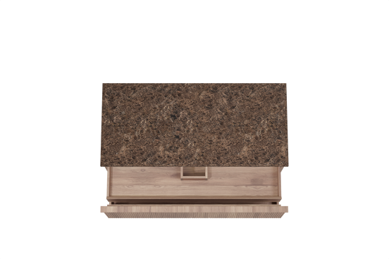 Balmani Forma zwevend badkamermeubel 120 x 55 cm teak met Stretto enkel of dubbel tablet in marmer dark emperador, Verticale symmetrische rechte ribbel