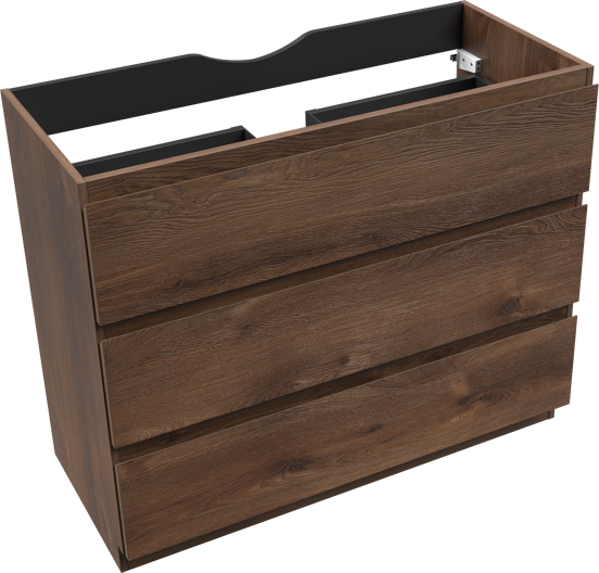 Linie Lado meuble sous-vasque a poser 100 x 46 cm chêne brun 3 tiroirs