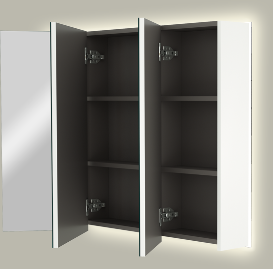 Linie Montro spiegelkast 100 x 75 cm mat wit met spiegelverlichting