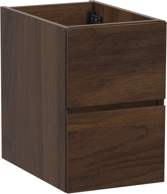 Storke Edge hängender Waschbeckenunterschrank: 35 x 52 cm, Nussbaum, 2 Schubladen