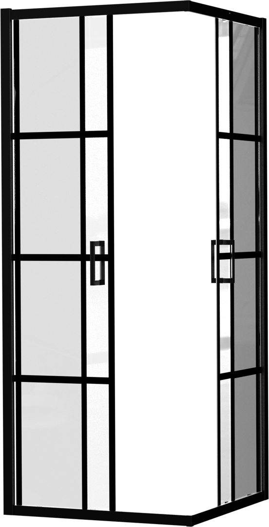 Luca Varess Vidor douchehoek met hoekinstap met 2 schuifdeuren 80 x 80 cm Square glas mat zwart profiel