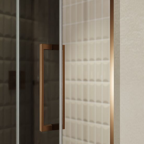 Balmani Senses Design douche draaideur links 140 cm x 210 cm Rookglas, Brushed Rosegold profielen, met coating