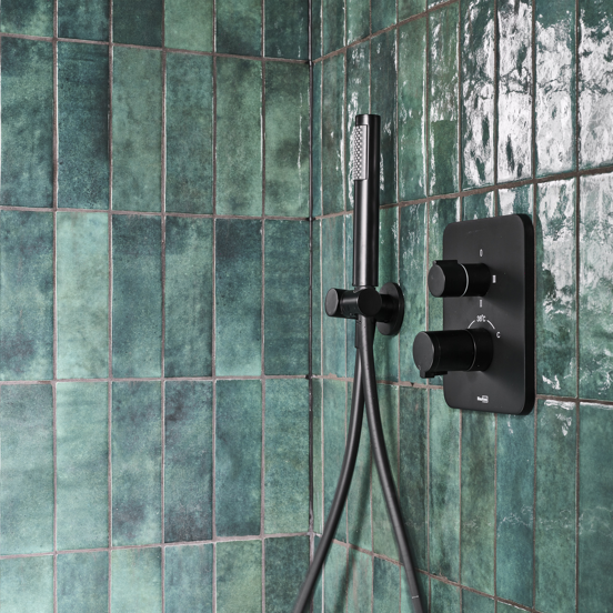 Blaufoss Smartbox Softline Thermostat-Duscharmatur: Unterputz, für 2 Verbraucher, Schwarz matt, Einbauelement inklusive