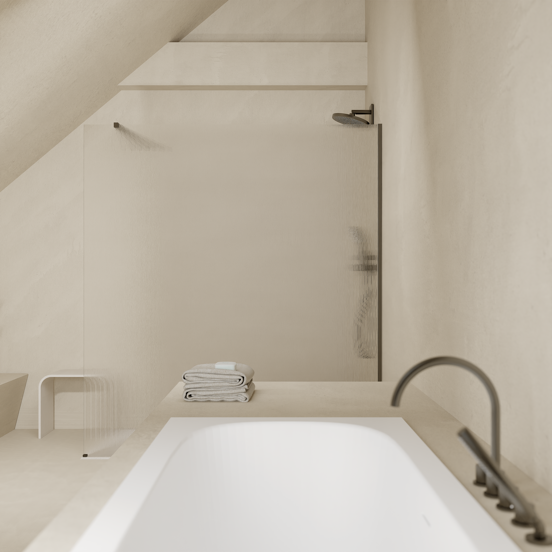 Balmani Modular inloopdouche: 120 x 200 cm, Ribs met coating, Brushed GunMetal profielen