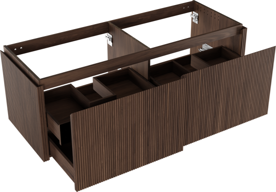 Balmani Eclips meuble sous-lavabo suspendu 150 x 55 cm Noyer américain 4 tiroirs Nervure sym. vert.