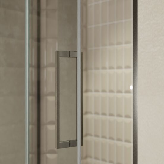 Balmani Senses Design douche draaideur links 120 cm x 210 cm Reflex spiegelglas, Brushed GunMetal profielen, met coating