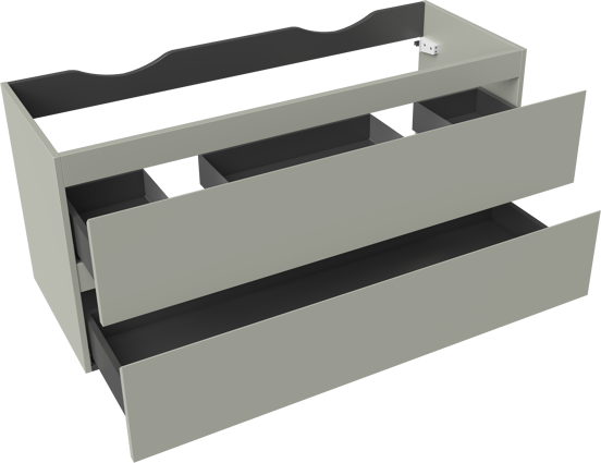 Linie Lado zwevende wastafelonderkast 120 x 46 cm greige 2 lades