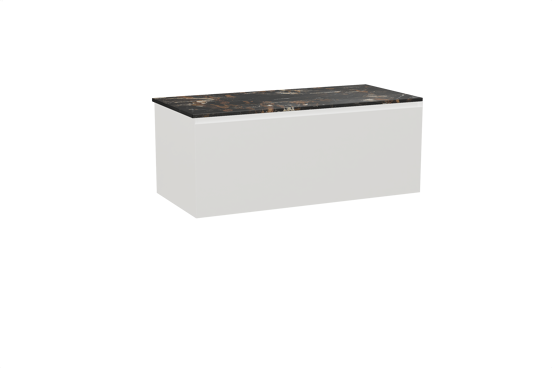 Balmani Idra meuble salle de bains suspendu 120 x 55 cm blanc mat avec Stretto tablette simple en marbre portoro gold
