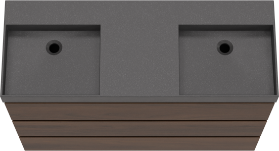 Storke Edge meuble salle de bains à poser 120 x 46 cm noyer avec Jura double vasque en quartz noir mat