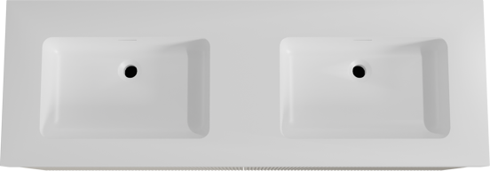 Storke Ribs zwevend badmeubel 150 x 52 cm zijdegrijs met Mata High dubbele wastafel in solid surface mat wit, Verticale symmetrische rechte ribbel