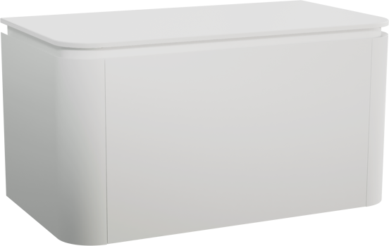 Balmani Moon meuble salle de bains suspendu 100 x 55 cm blanc mat avec Moon tablette simple en solid surface blanc mat