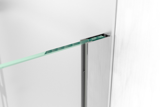 Linie Walk-In inloopdouche 140 x 200 cm helder glas met matte strook glanzend chroom profiel