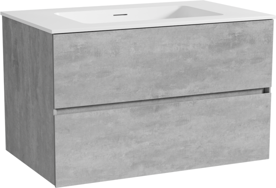 Storke Edge meuble salle de bains suspendu 85 x 52 cm béton gris foncé avec Mata plan simple en solid surface blanc mat