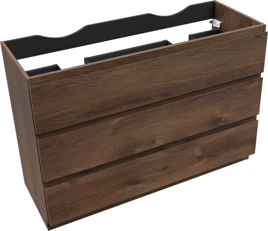 Linie Lado meuble sous-vasque a poser 120 x 46 cm chêne brun 3 tiroirs