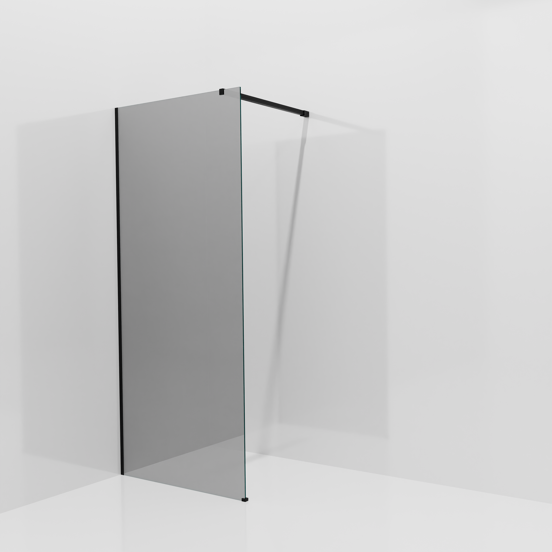 Balmani Modular Walk-In Dusche: 90 x 200 cm, Reflex-Spiegelglas, Profil Schwarz matt