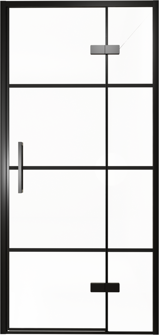 Balmani Senses Design porte pivotante à droite 100 cm x 210 cm verre Lined, Profil noir, coating inclus
