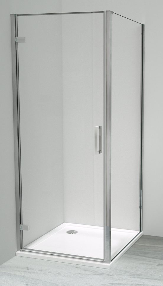 Luca Varess Nona douchehoek met draaideur met vaste zijwand 90 x 90 cm helder glas glanzend chroom profiel