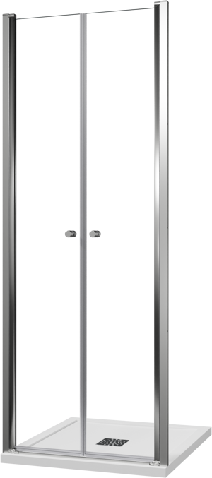 Luca Varess Kuresa porte battante 80 x 200 cm verre transparent profil chrome brillant