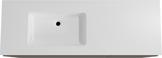Storke Edge staand badkamermeubel 150 x 52 cm notelaar met Mata High asymmetrisch linkse wastafel in solid surface mat wit
