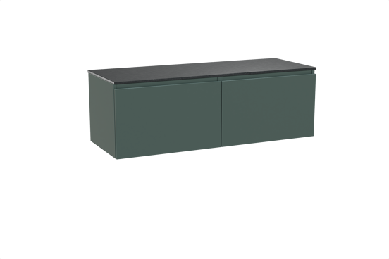 Balmani Sfera meuble salle de bains suspendu 150 x 55 cm forest avec Stretto tablette simple ou double en granit noir