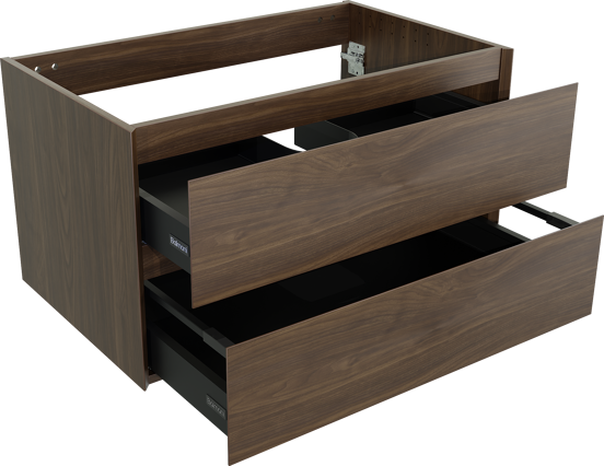 Balmani Mitra meuble sous-lavabo suspendu 90 x 55 cm noyer américain 2 tiroirs