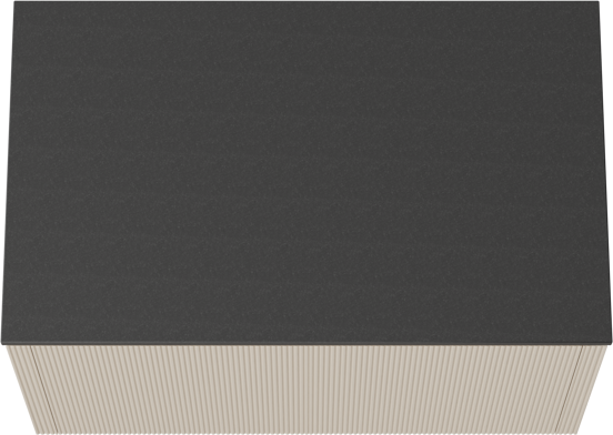 Balmani Eclips meuble salle de bains suspendu 90 x 55 cm Sandbeige avec Stretto tablette simple en Granit noir, Nervure droite symétrique verticale