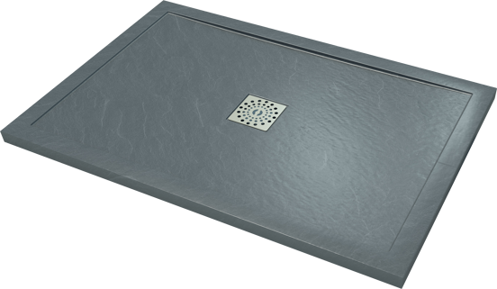 Linie Lido receveur de douche 120 x 80 cm marbre composite gris foncé texture ardoise