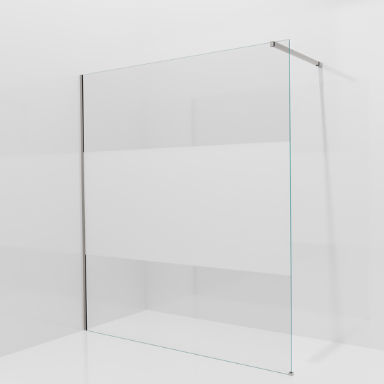 Balmani Modular Walk-In Dusche: 180 x 200 cm, Klarglas mit mattiertem Streifen, inklusive Coating, Profil Brushed Inox