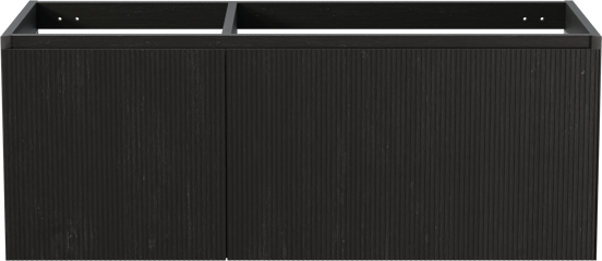 Balmani Fila hängender Waschbeckenunterschrank: 120 x 55 cm, asymmetrisch rechts, Eiche Schwarz, Furnierholz, 4 Schubladen