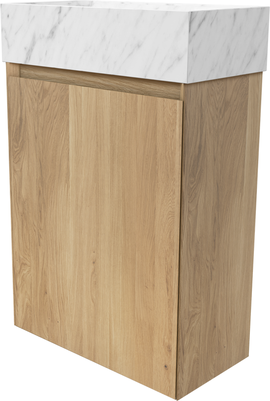 Balmani Mitra meuble wc suspendu 42 x 21 cm chêne naturel avec Dama lavabo en marbre Carrara