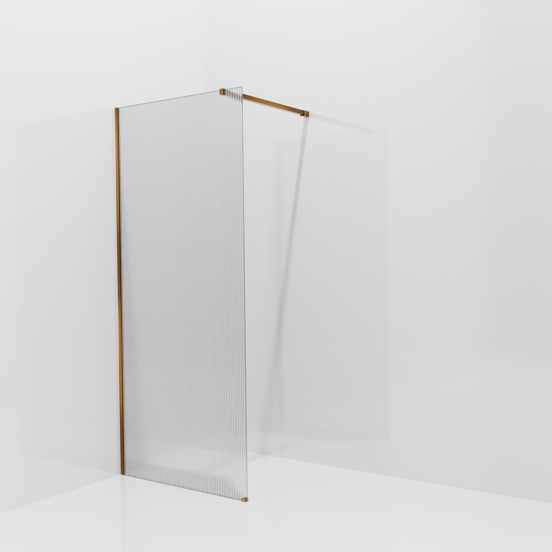 Balmani Modular Walk-In Dusche: 90 x 200 cm, Ribs, inklusive Coating, Profil Brushed Rosegold